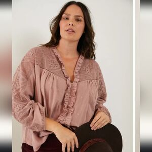 Anthropologie Mauve Lace Blouse